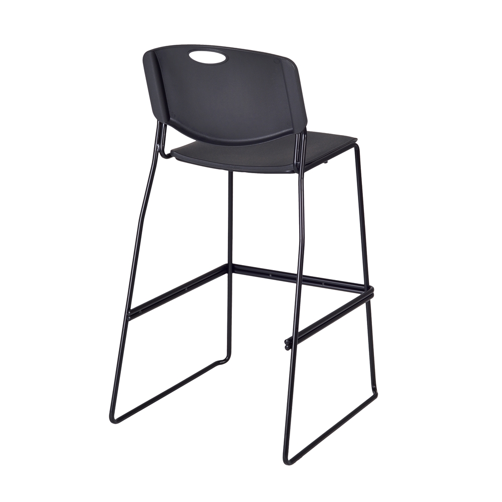Cain 30" Square Café Table- Grey & 2 Zeng Stack Stools- Black. Picture 6