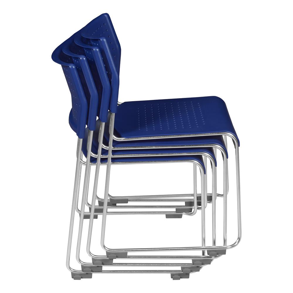 Eris Stack Chair (4 pack)- Blue/ Chrome. Picture 1