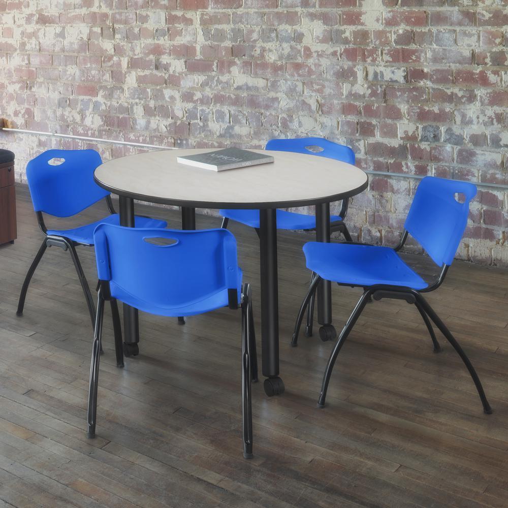 'M' Stack Chair (4 pack)- Blue. Picture 2