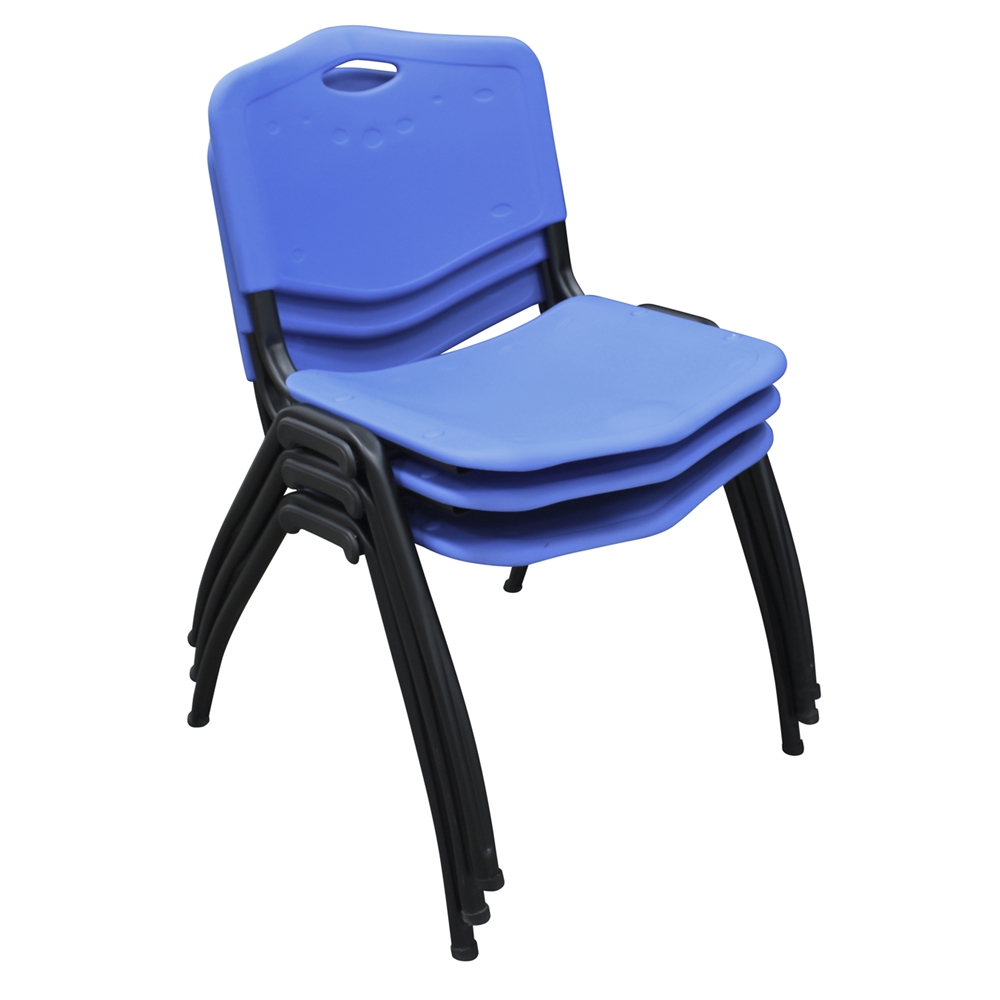 66" x 24" Kee Training Table- Cherry/ Black & 2 'M' Stack Chairs- Blue. Picture 5