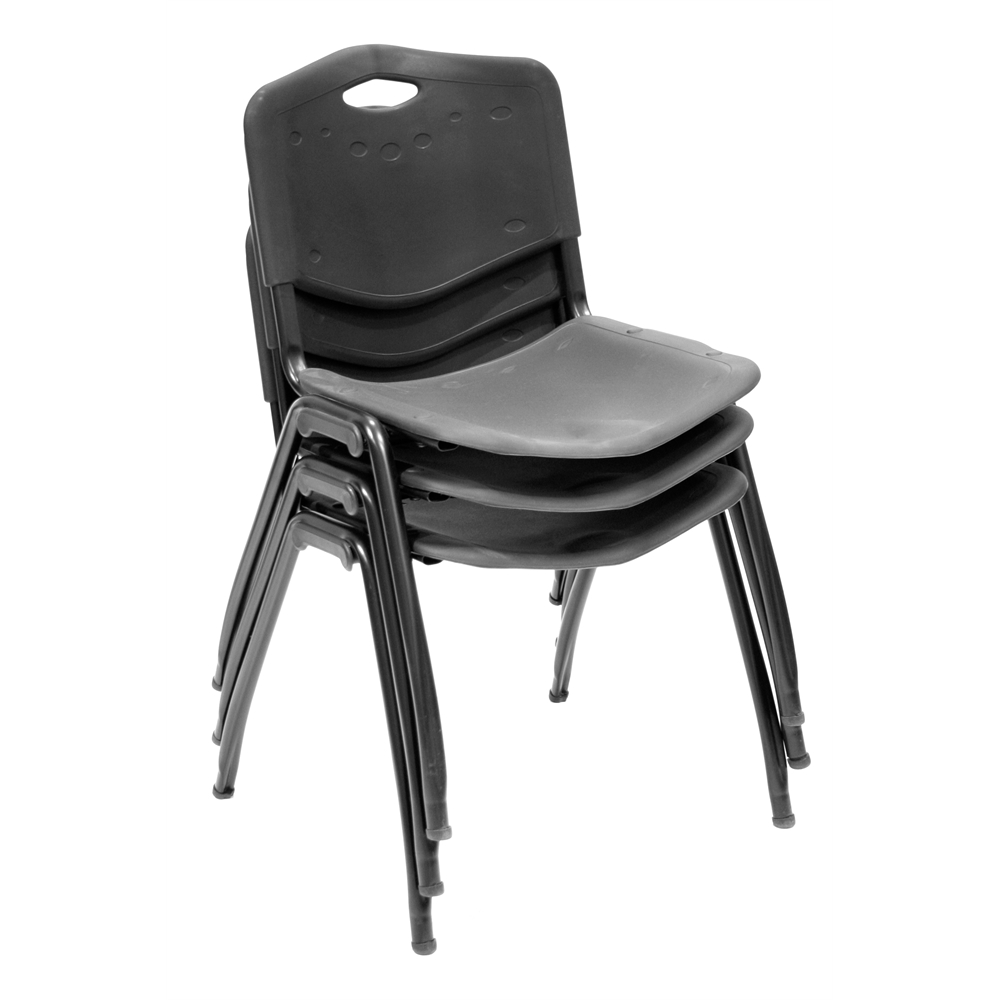 72" x 24" Kee Training Table- Grey/ Black & 2 'M' Stack Chairs- Black. Picture 5