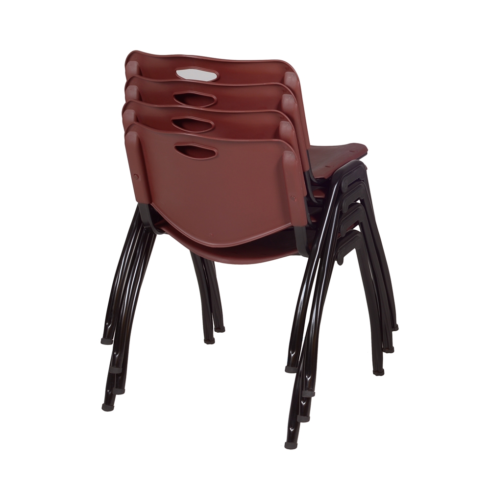 'M' Stack Chair (4 pack)- Burgundy. Picture 3