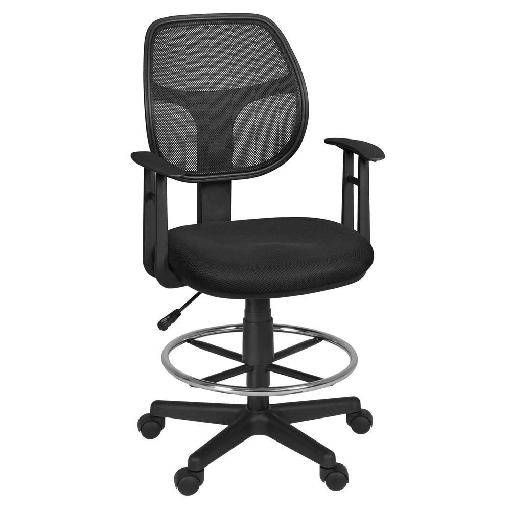 Carter Swivel Stool with Arms- Black. The main picture.