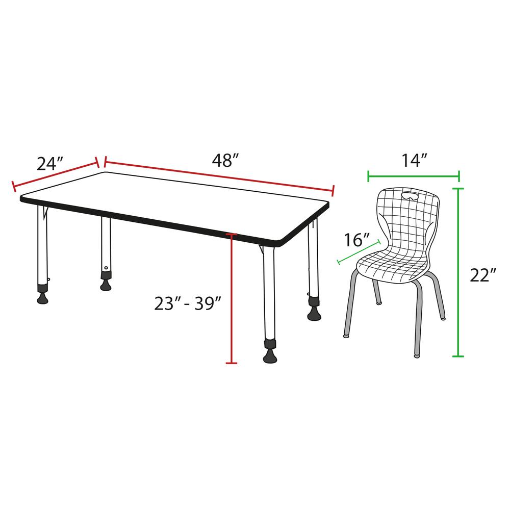 Regency Kee 48 x 24 in. Adjustable Classroom Table. Picture 5