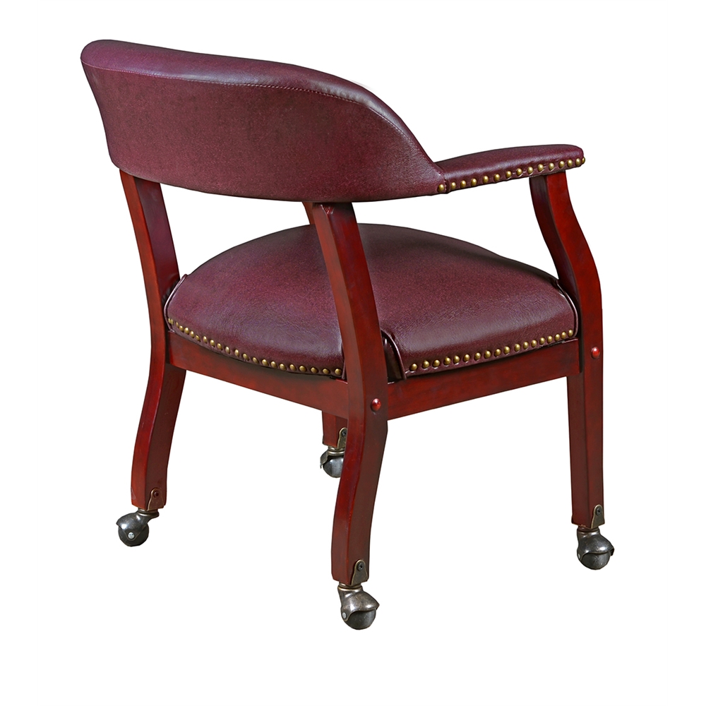 Ivy League Captain Chair with Casters- Burgundy. Picture 2