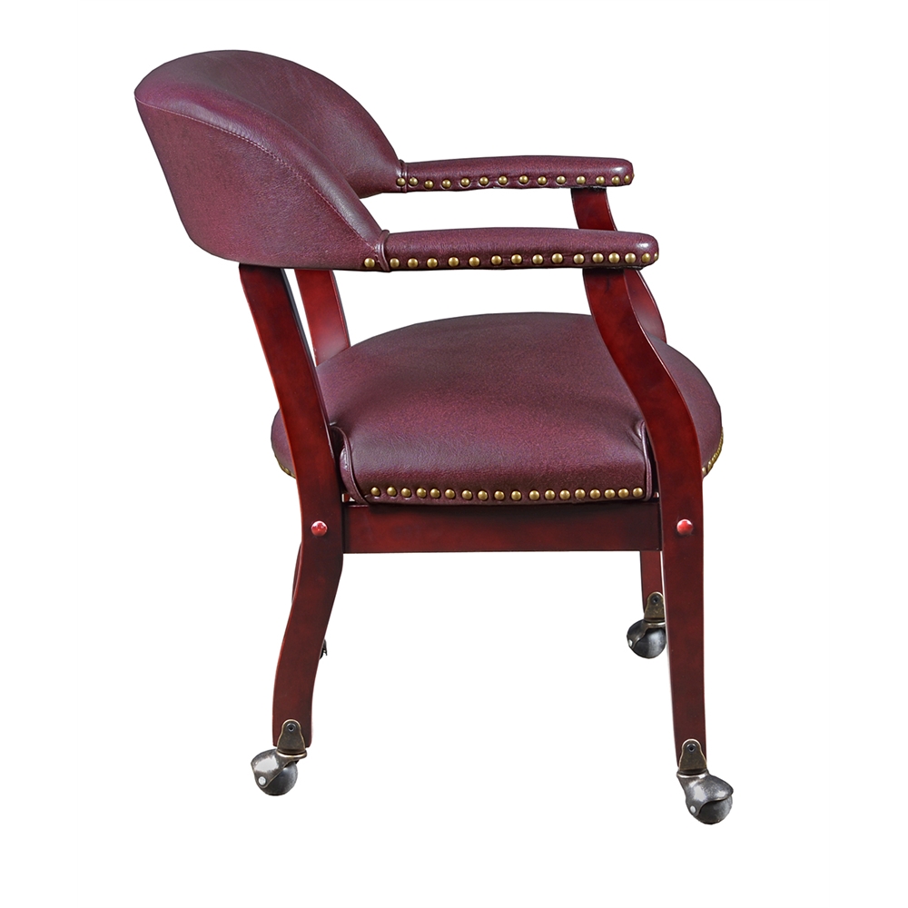 Ivy League Captain Chair with Casters- Burgundy. Picture 3