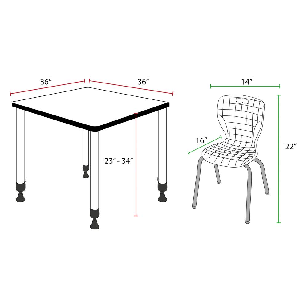 Regency Kee 36 in. Square Adjustable Classroom Table. Picture 4