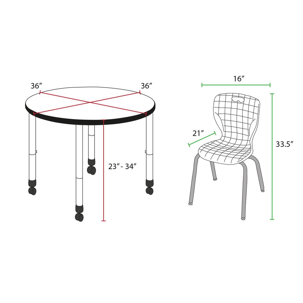 Regency Kee 36 in. Round Adjustable Classroom Table. Picture 4
