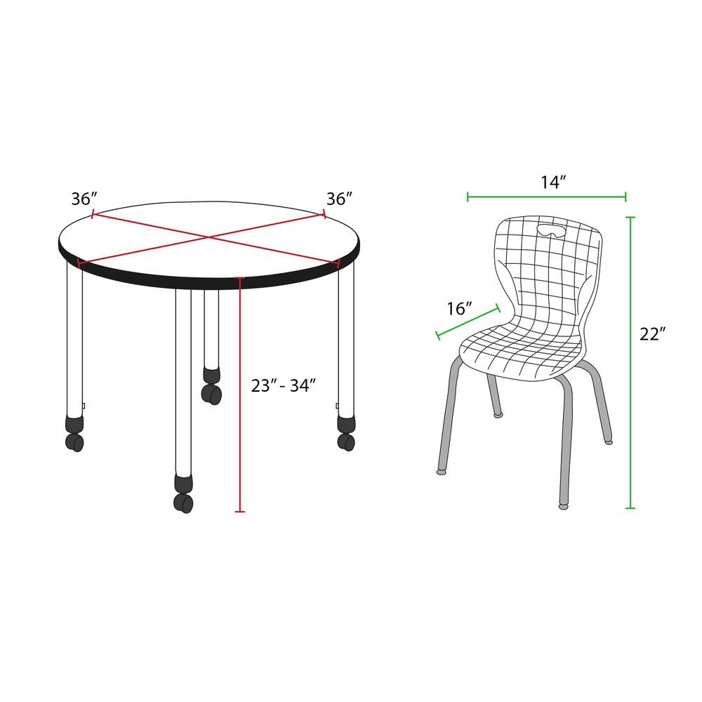 Regency Kee 36 in. Round Adjustable Classroom Table. Picture 4