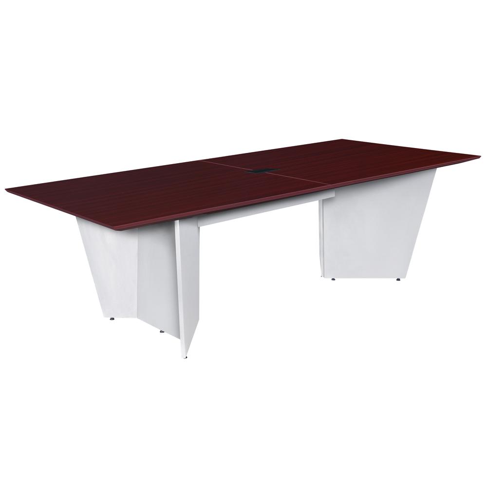 Array 96" Conference Table with Power Data Grommet- Mahogany/ White. Picture 1