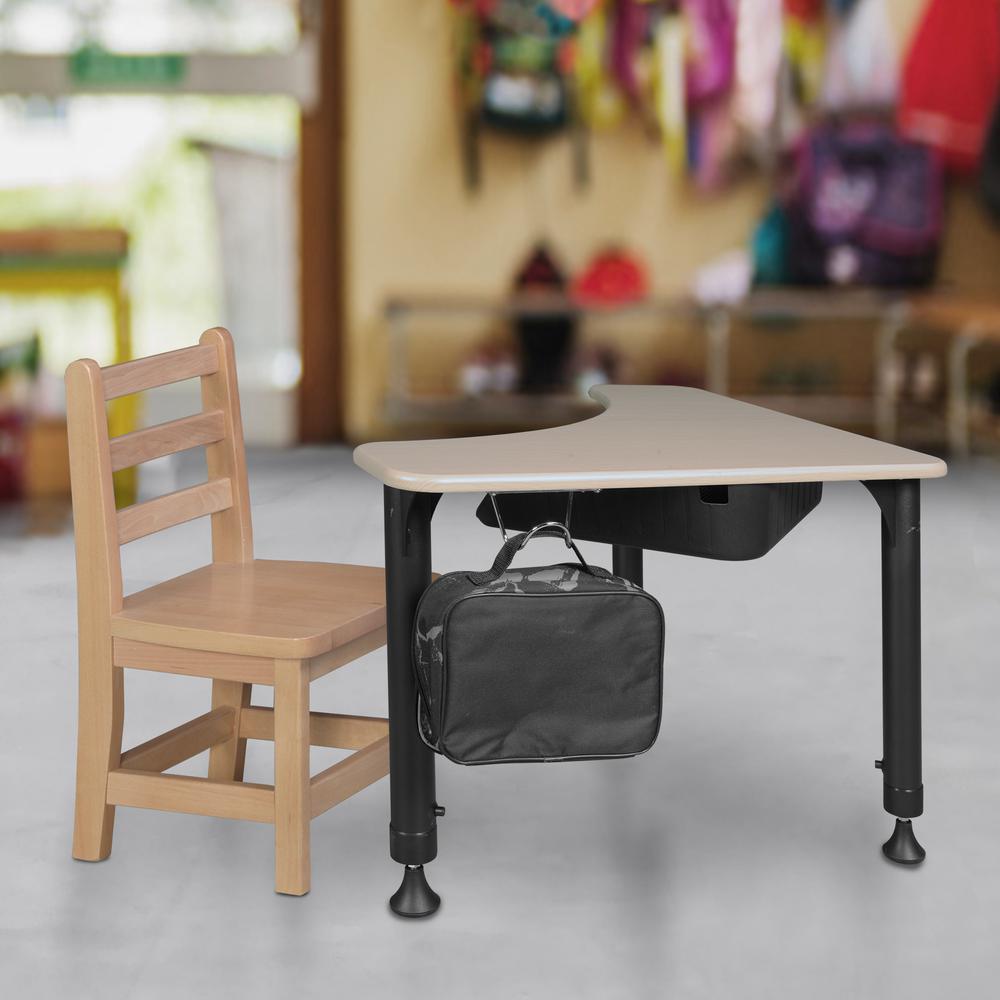 28" Boomerang Height Adjustable School Desk with Book Storage & Backpack Hook - Maple. Picture 6