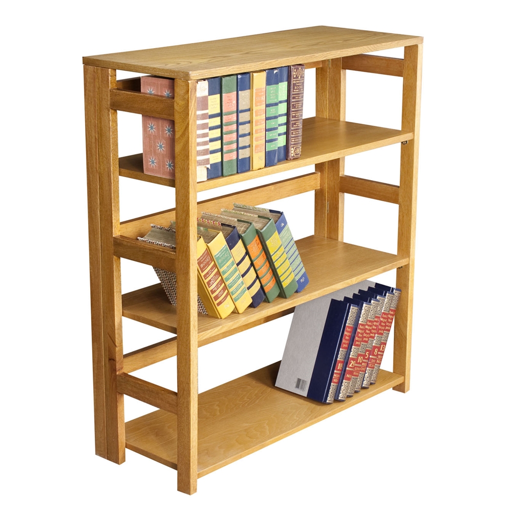 Flip Flop 34" High Folding Bookcase- Medium Oak. Picture 2