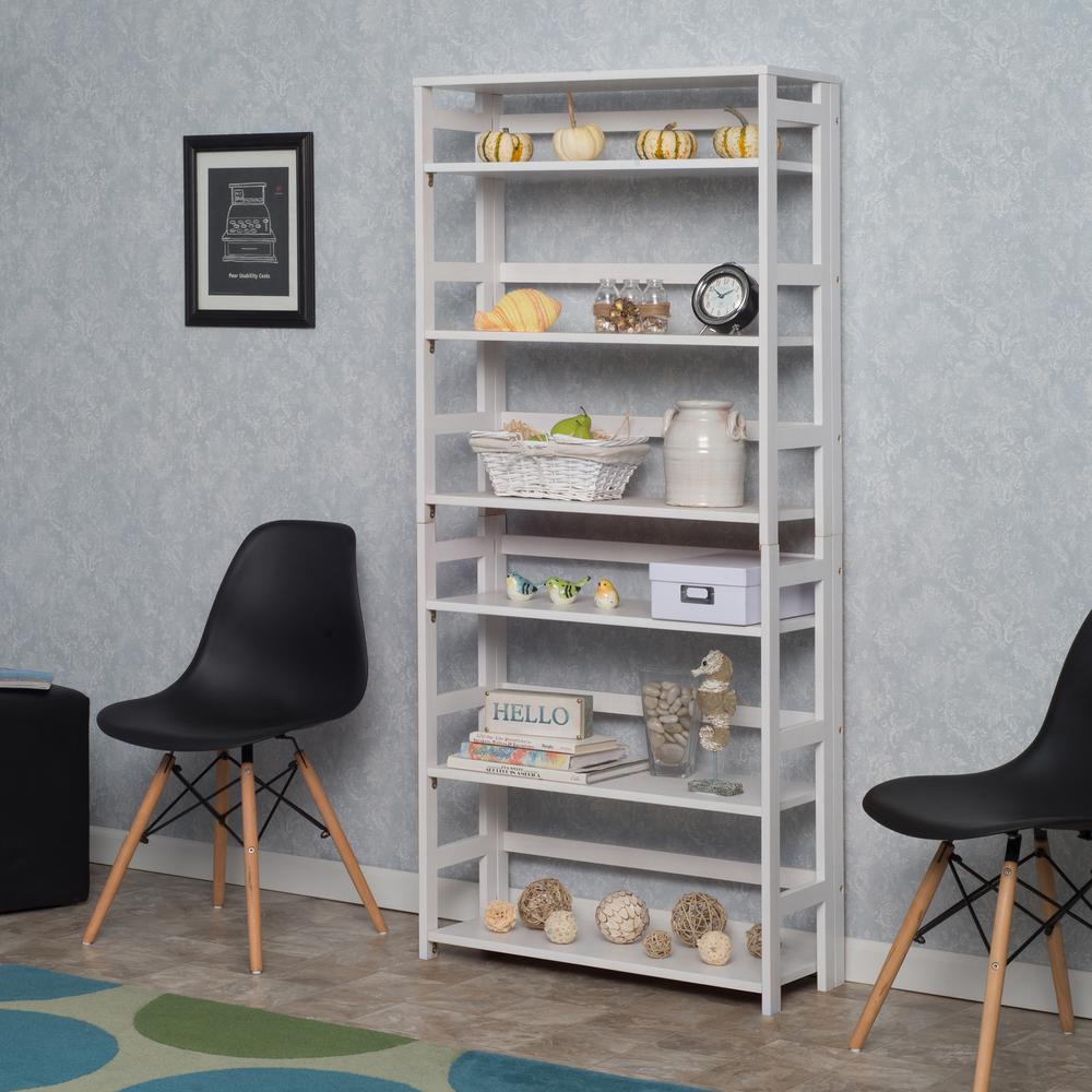 Flip Flop 67" High Folding Bookcase- White. Picture 5