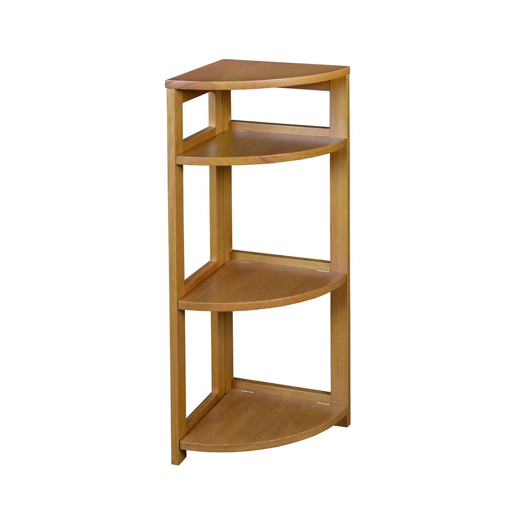 Flip Flop 34" High Corner Folding Bookcase- Medium Oak. Picture 1
