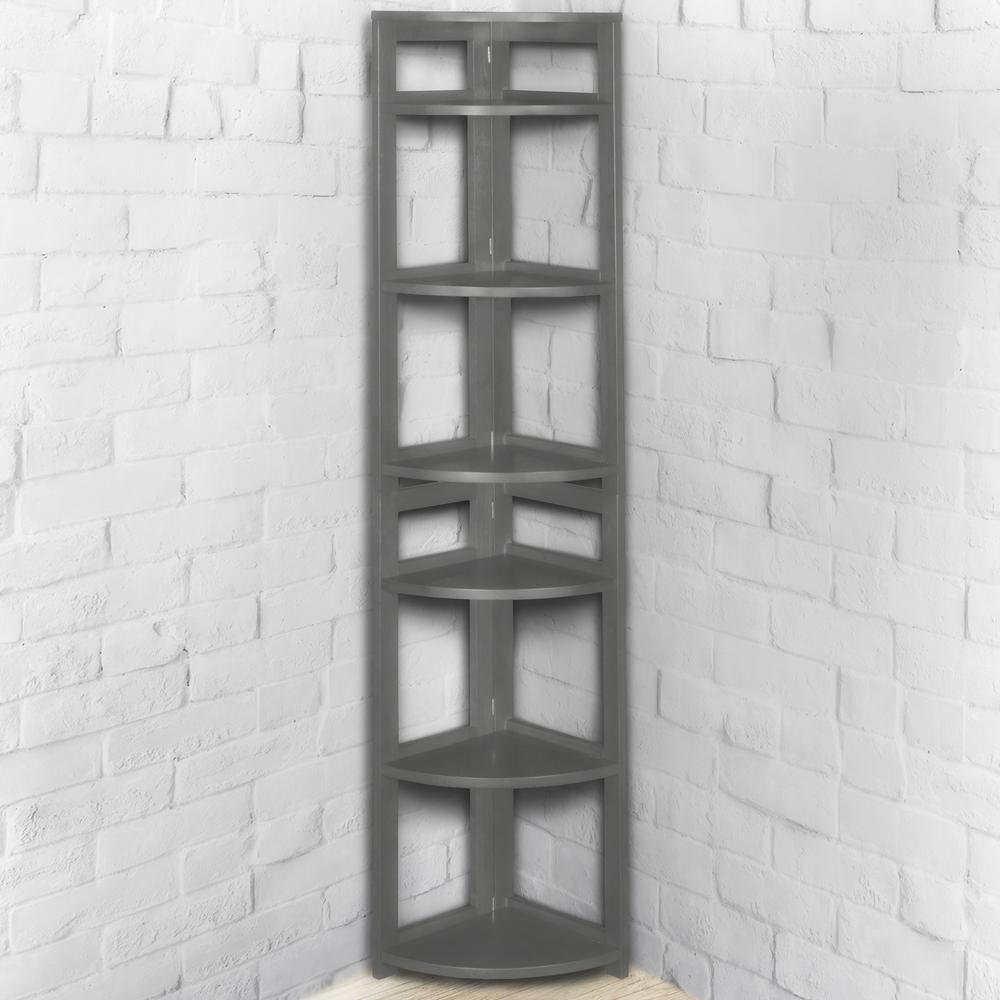 Regency Flip Flop 67 in. High Corner Folding Bookcase- Grey. Picture 2