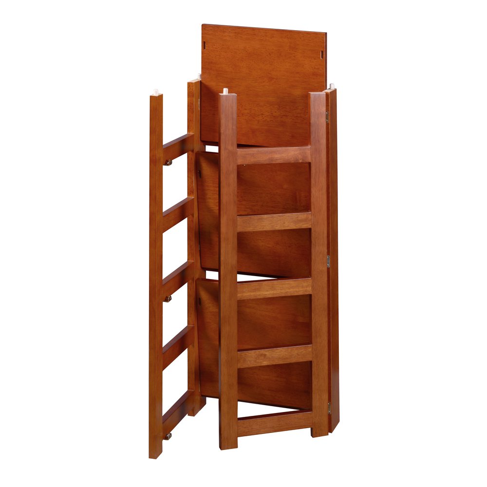 Flip Flop 67" Square Folding Bookcase with Folding Fabric Bins- Cherry/Black. Picture 3