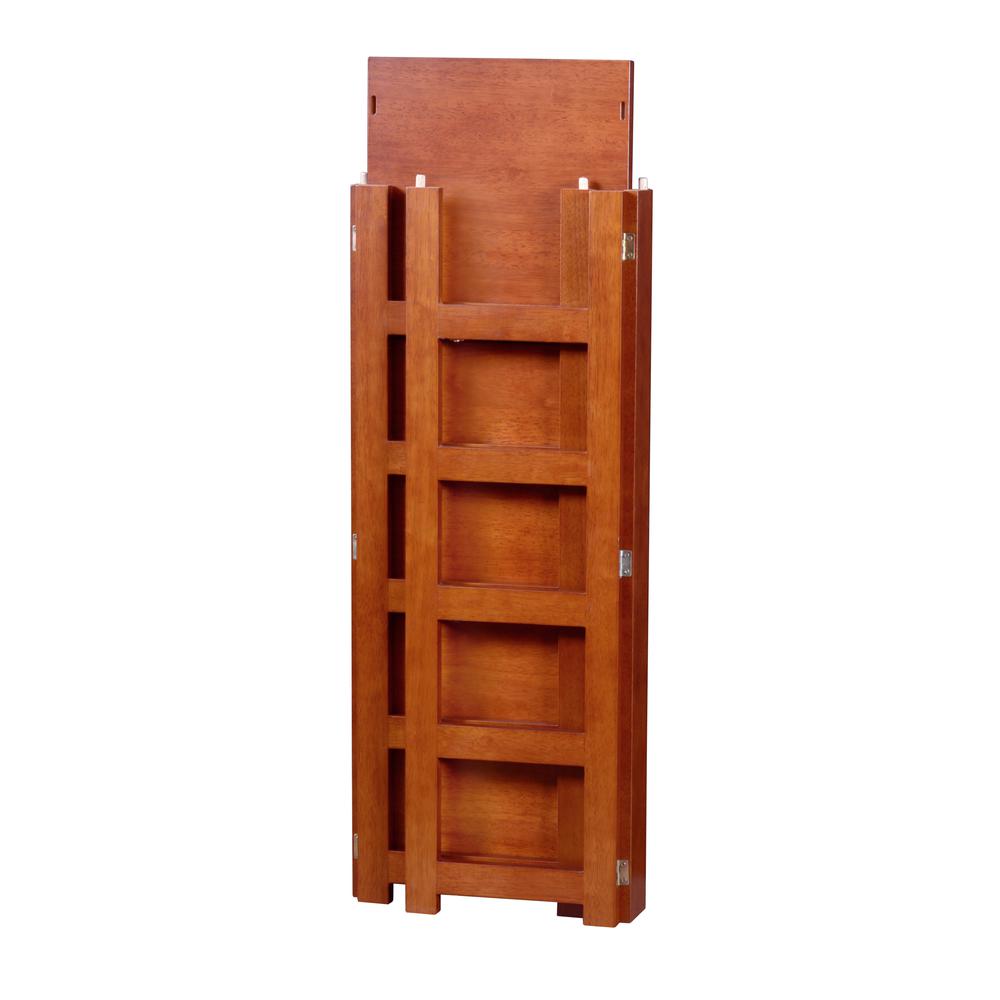 Flip Flop 34" Square Folding Bookcase with 2 Full Size Wicker Storage Baskets- Cherry/Natural. Picture 6