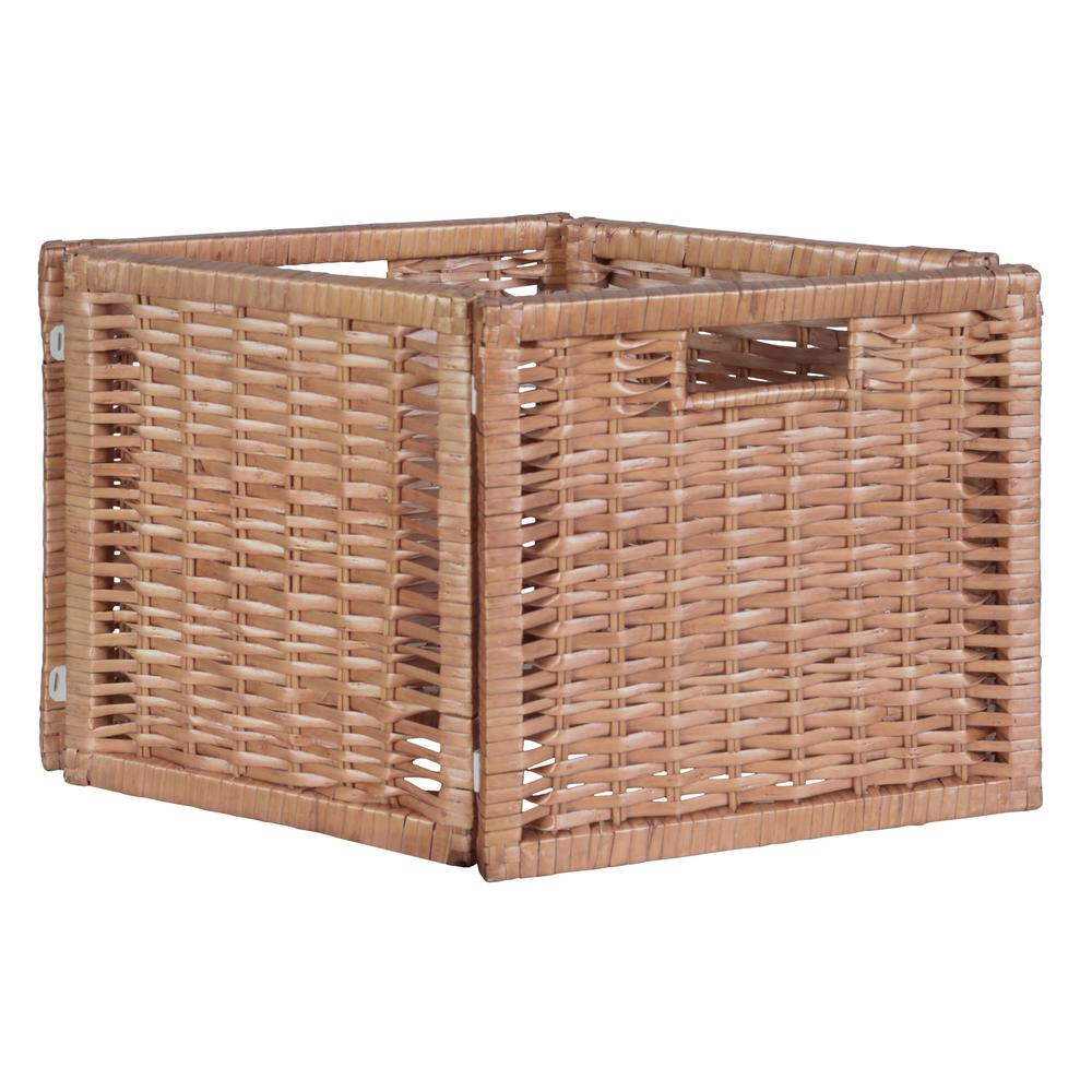Flip Flop 34" Square Folding Bookcase with 2 Full Size Wicker Storage Baskets- Cherry/Natural. Picture 8