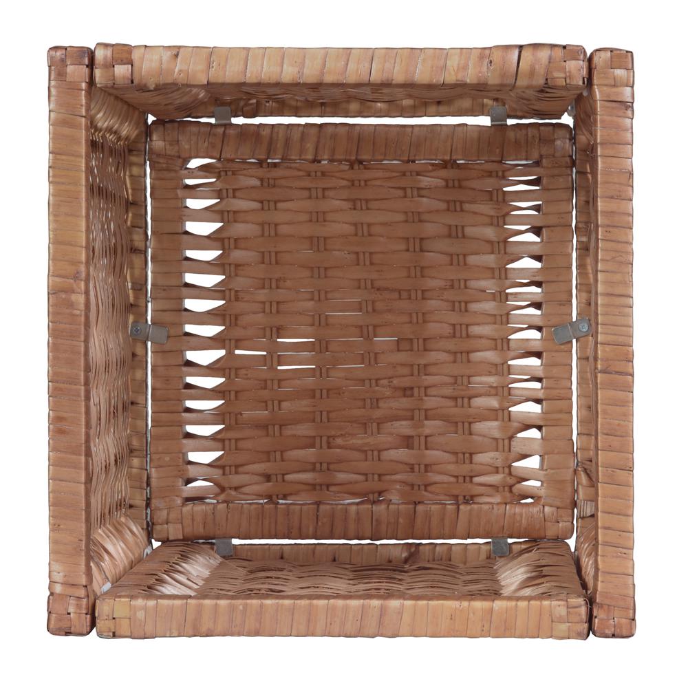 Flip Flop 34" Square Folding Bookcase with 2 Full Size Wicker Storage Baskets- Cherry/Natural. Picture 9