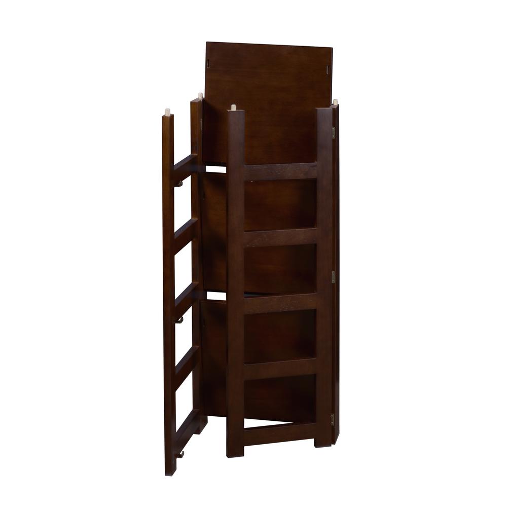 Flip Flop 34" Square Folding Bookcase with 2 Full Size Wicker Storage Baskets- Mocha Walnut/Natural. Picture 5