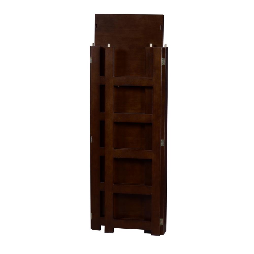 Flip Flop 34" Square Folding Bookcase with 2 Full Size Wicker Storage Baskets- Mocha Walnut/Natural. Picture 6