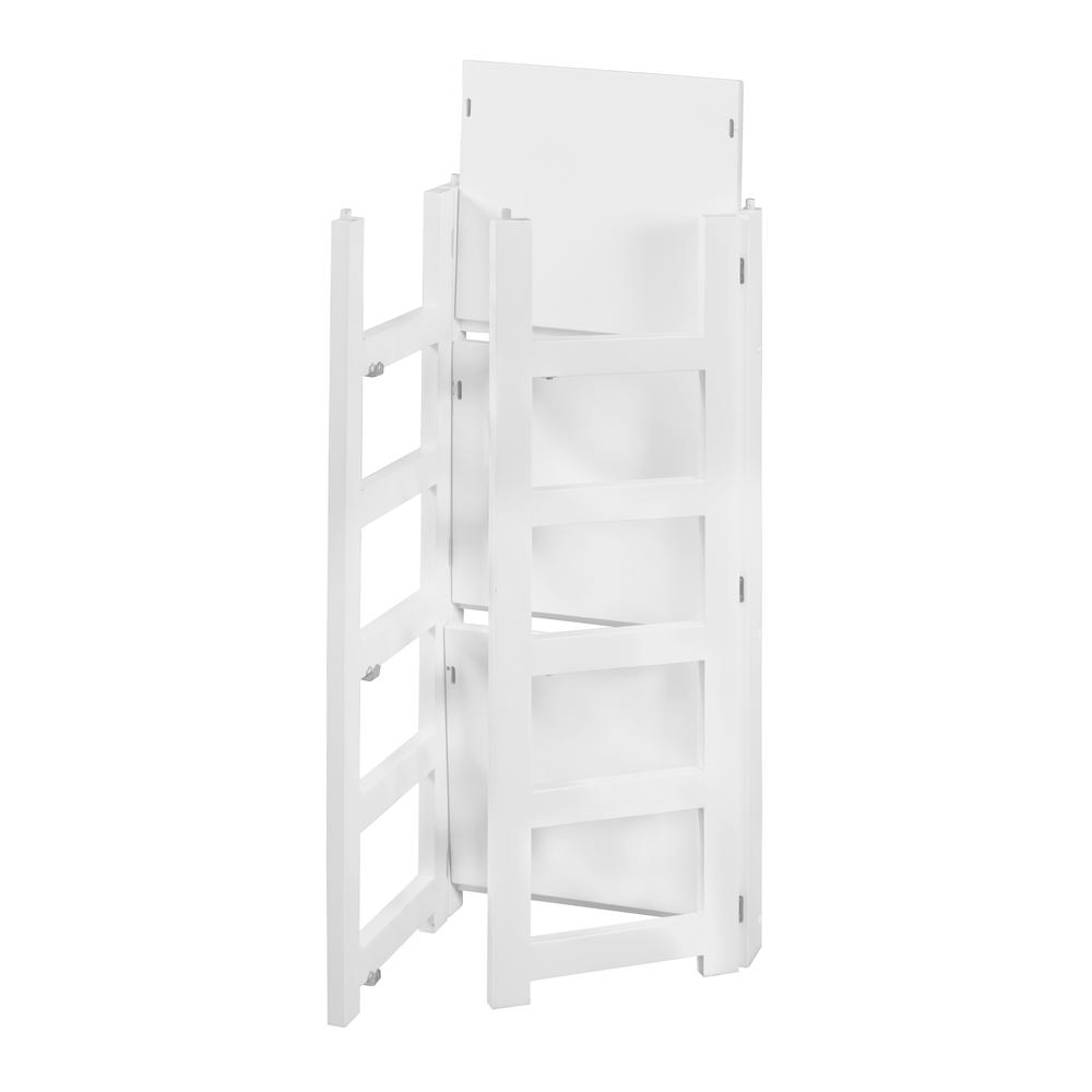 Flip Flop 34" Square Folding Bookcase with Folding Fabric Bins- White/White. Picture 4