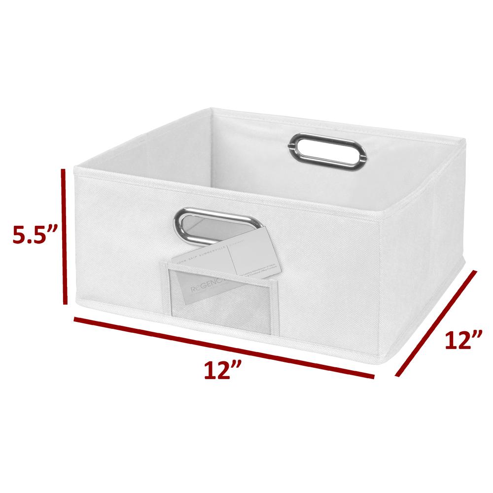 Flip Flop 67" Square Folding Bookcase with Folding Fabric Bins- Medium Oak/White. Picture 6