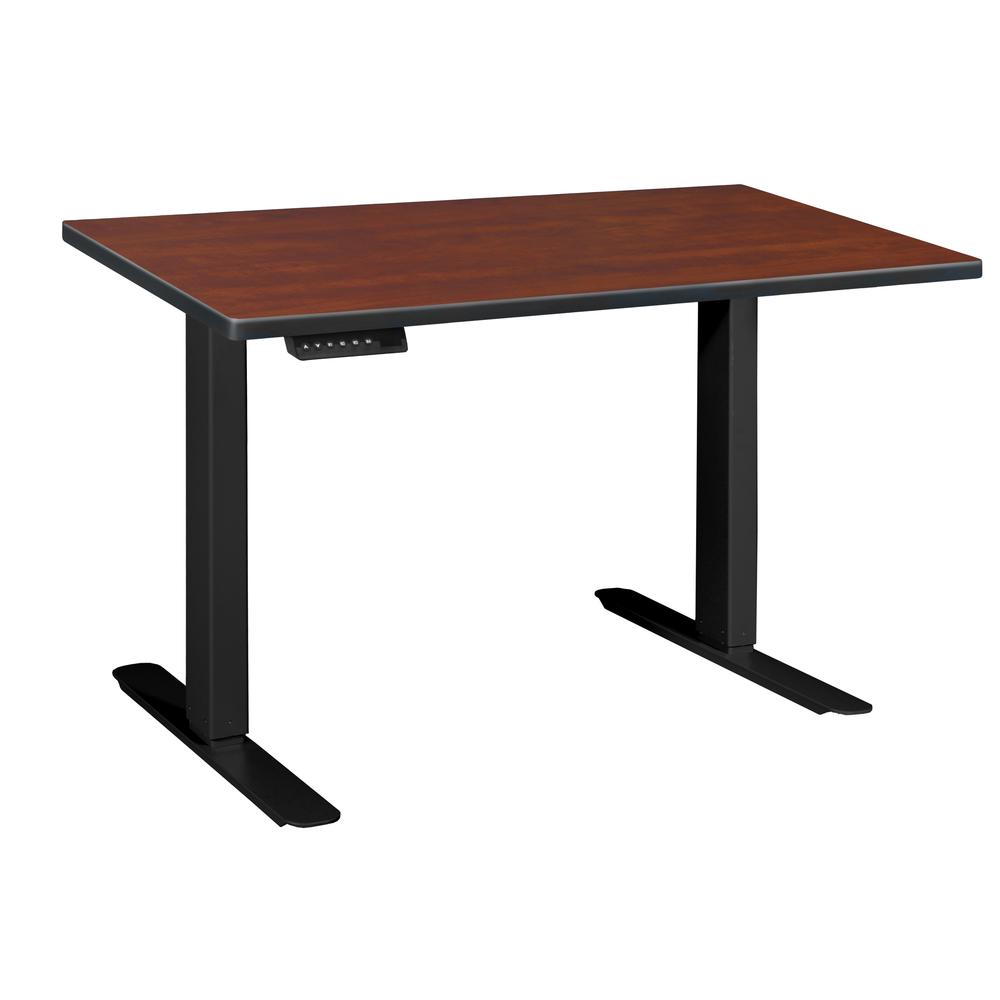 Esteem 42" Height Adjustable Power Desk- Cherry/Black. Picture 1