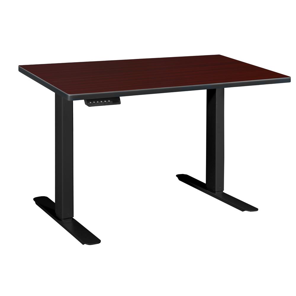 Esteem 42" Height Adjustable Power Desk- Mahogany/Black. Picture 1