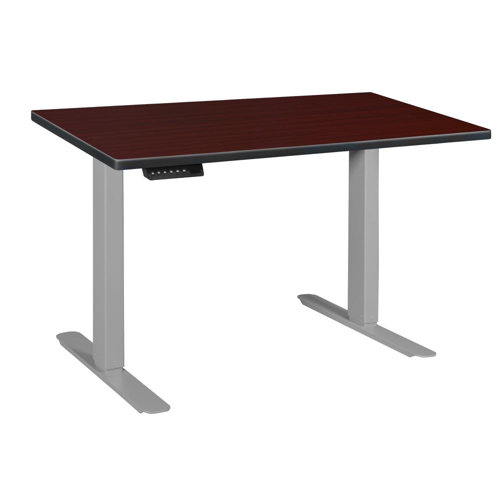 Esteem 42" Height Adjustable Power Desk- Mahogany/Grey. Picture 1
