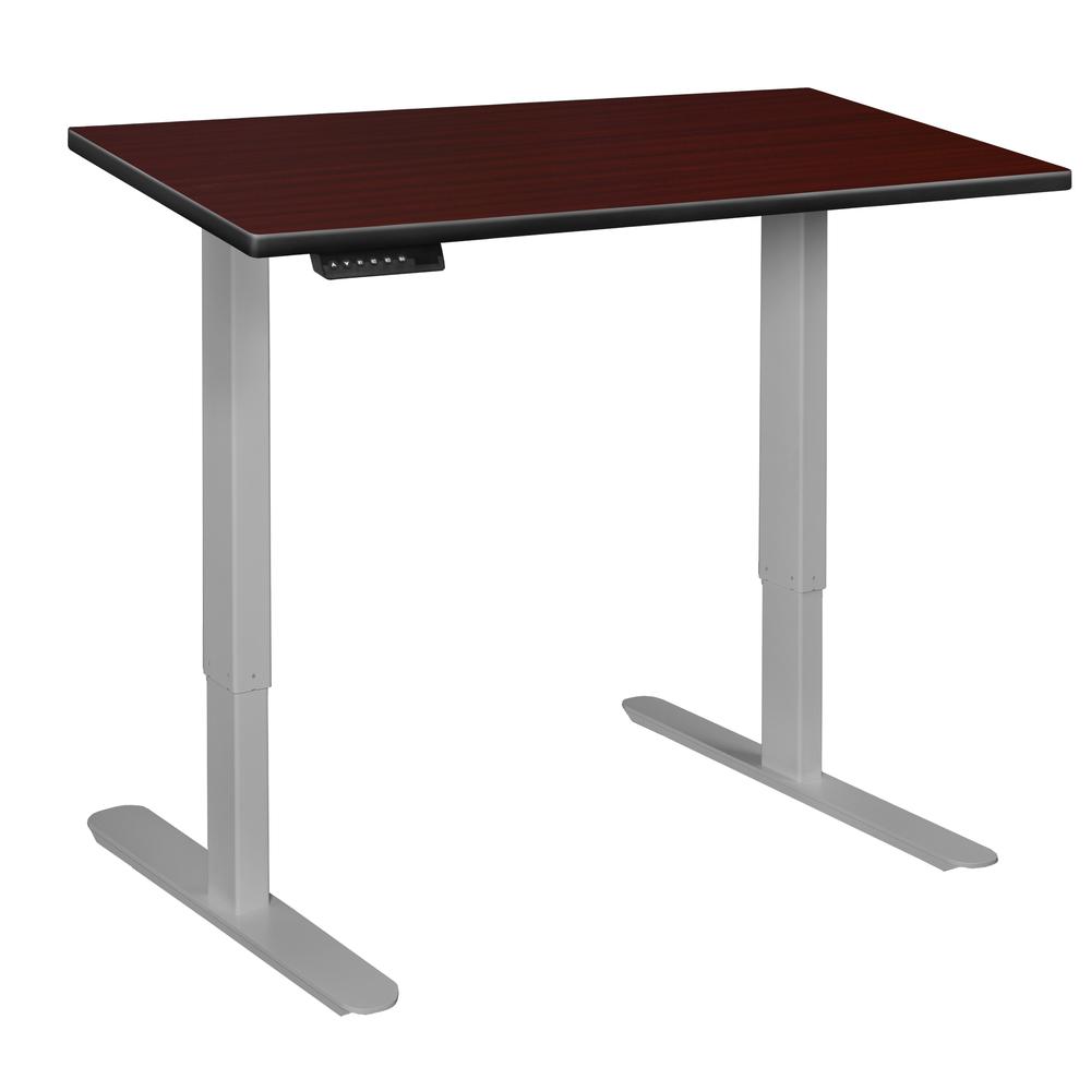 Esteem 42" Height Adjustable Power Desk- Mahogany/Grey. Picture 4
