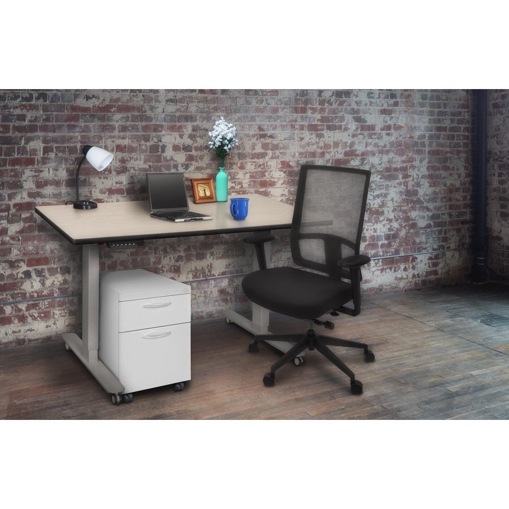 Esteem 42" Height Adjustable Power Desk- Maple/Grey. Picture 3