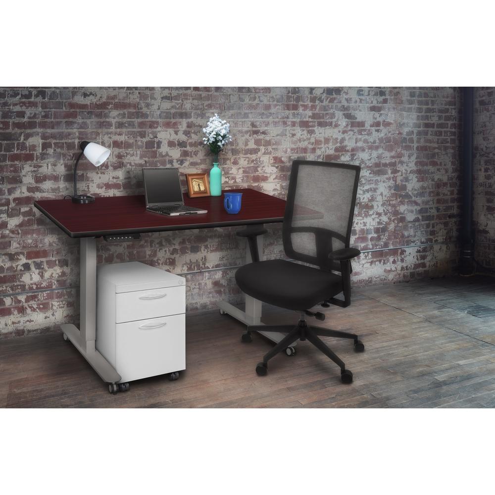 Esteem 48" Height Adjustable Power Desk- Mahogany/Grey. Picture 3