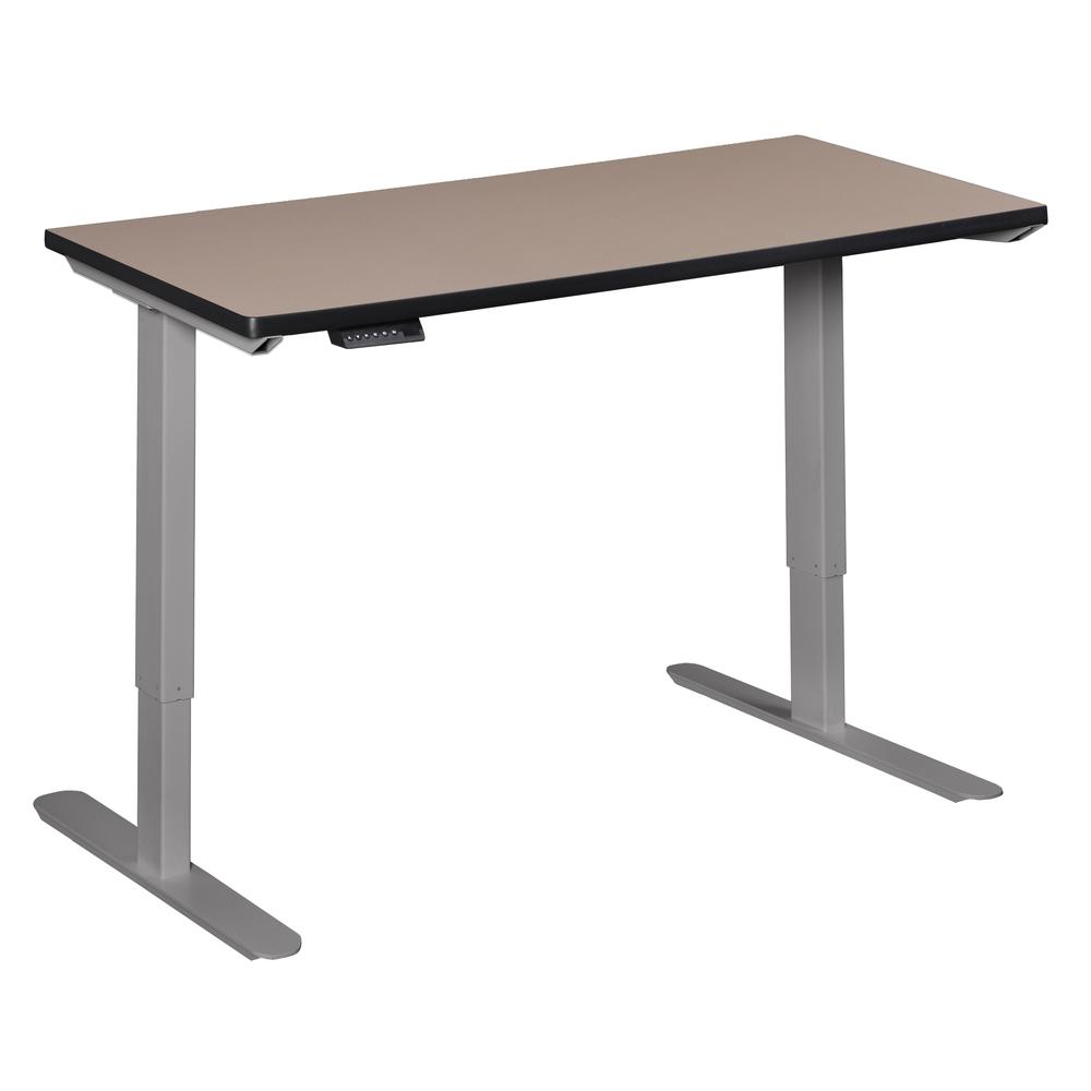 Esteem 60" Height Adjustable Power Desk- Beige/Grey. Picture 3
