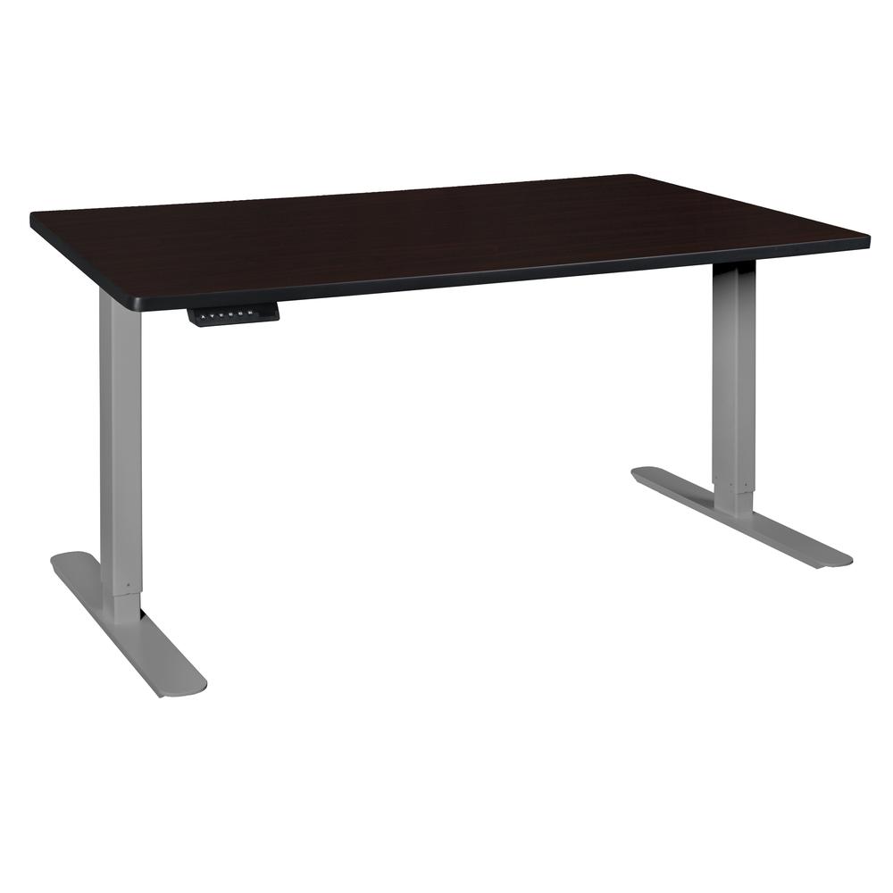 Esteem 60" Height Adjustable Power Desk- Mocha Walnut/Grey. The main picture.
