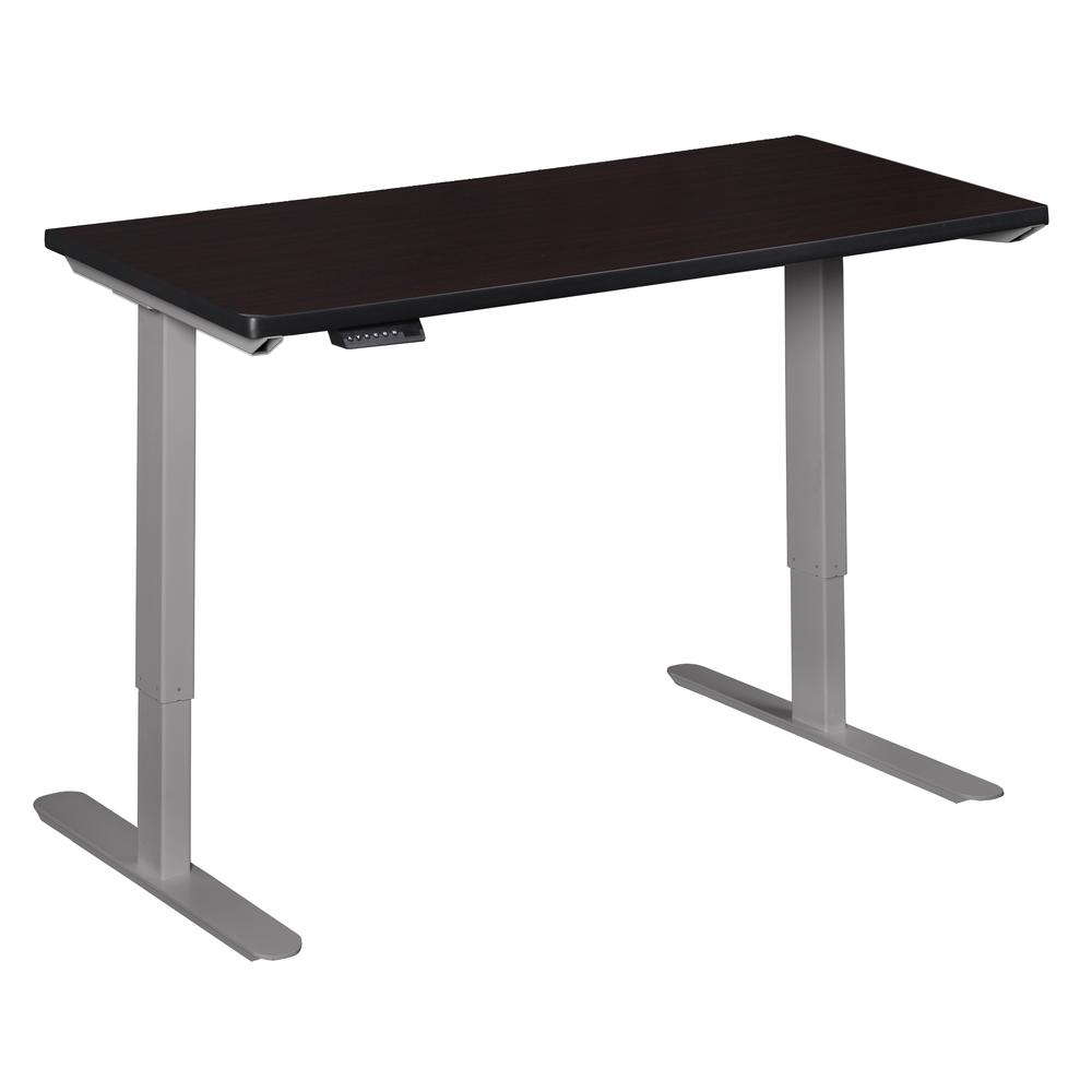 Esteem 60" Height Adjustable Power Desk- Mocha Walnut/Grey. Picture 3