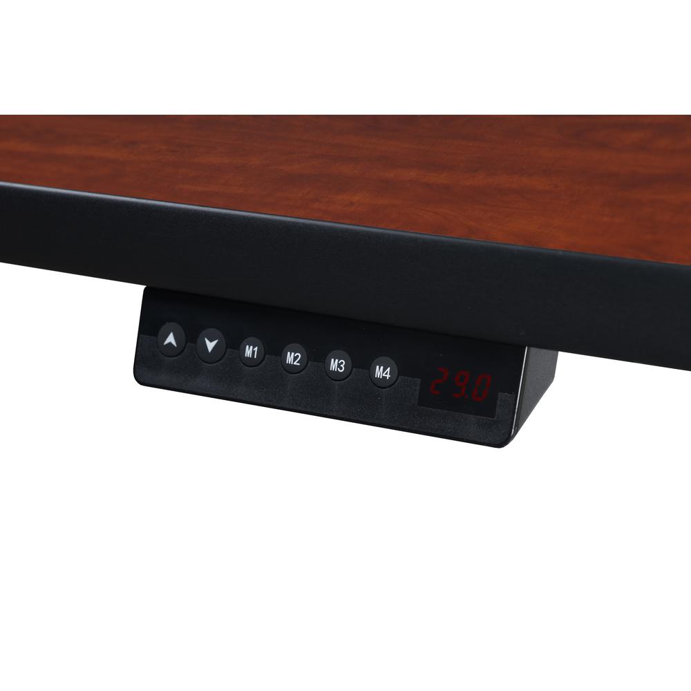 Esteem 42" Height Adjustable Power Desk with Single Black Mobile Pedestal- Cherry/Black. Picture 6