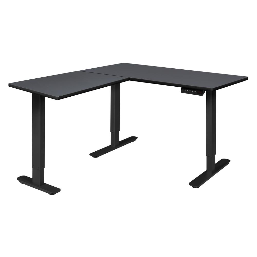 Esteem Height Adjustable Left Return Power Base for 30-60" Table Tops - Black. Picture 3