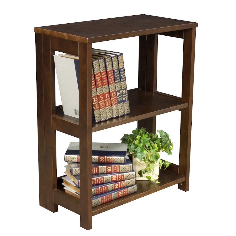 Regency Flip Flop 28 in 2 Shelf High Folding, No Tools Assembly, Solid, Wood Bookcase- Mocha Walnut. The main picture.