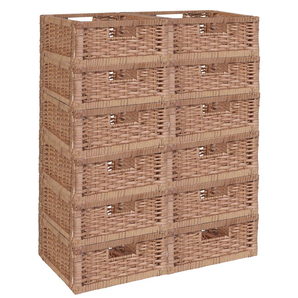 Niche Cubo Set of 12 Half-Size Foldable Wicker Storage Basket- Natural. Picture 1