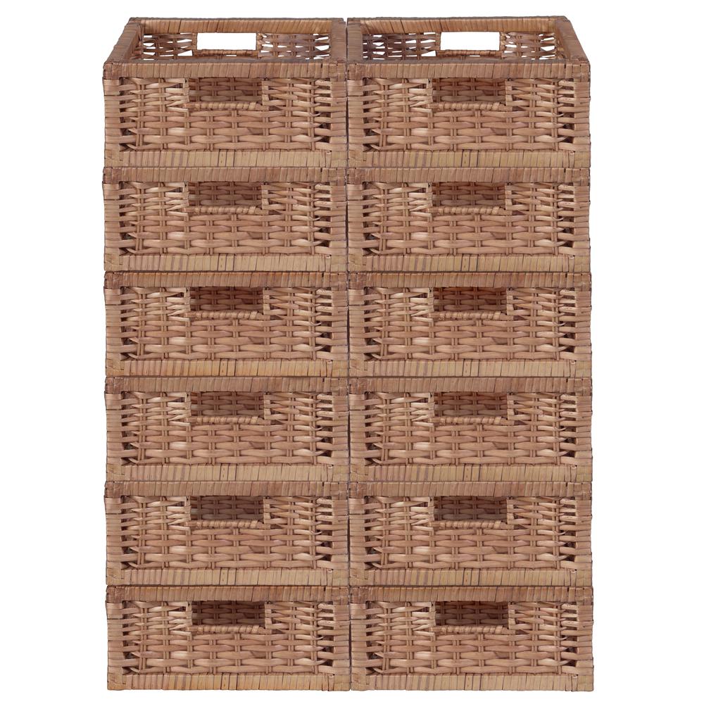 Niche Cubo Set of 12 Half-Size Foldable Wicker Storage Basket- Natural. Picture 4