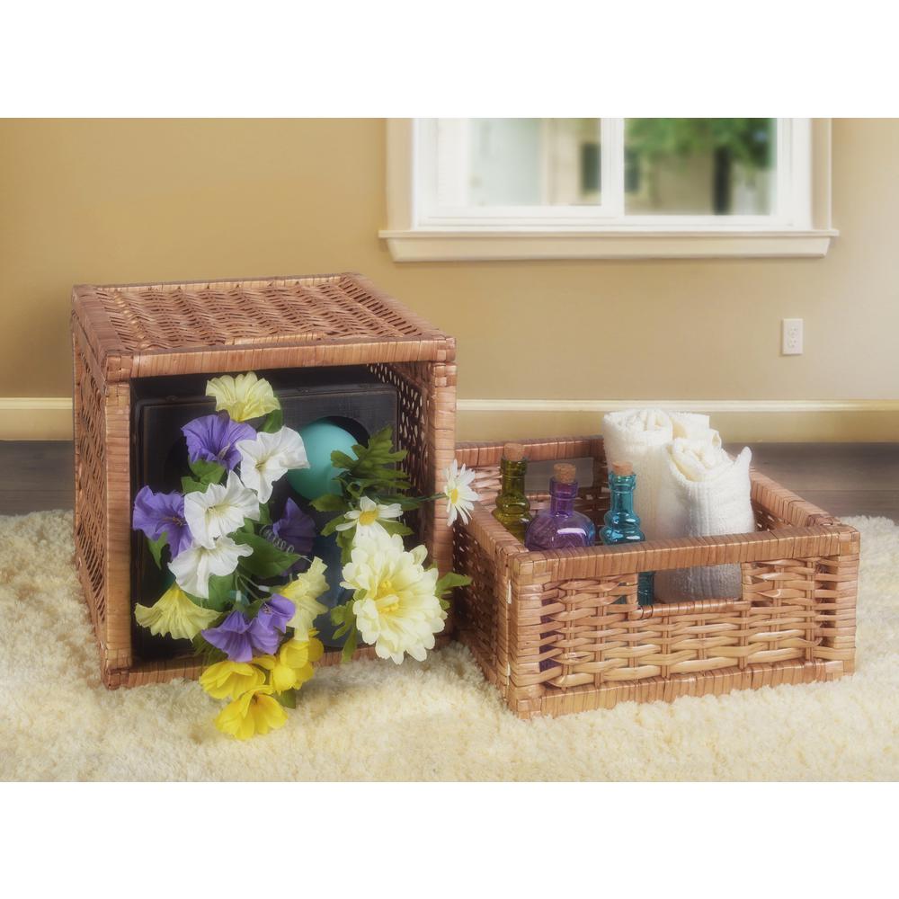 Niche Cubo Set of 12 Half-Size Foldable Wicker Storage Basket- Natural. Picture 8
