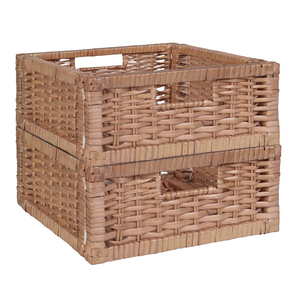 Niche Cubo Set of 2 Half-Size Foldable Wicker Storage Basket- Natural. Picture 1