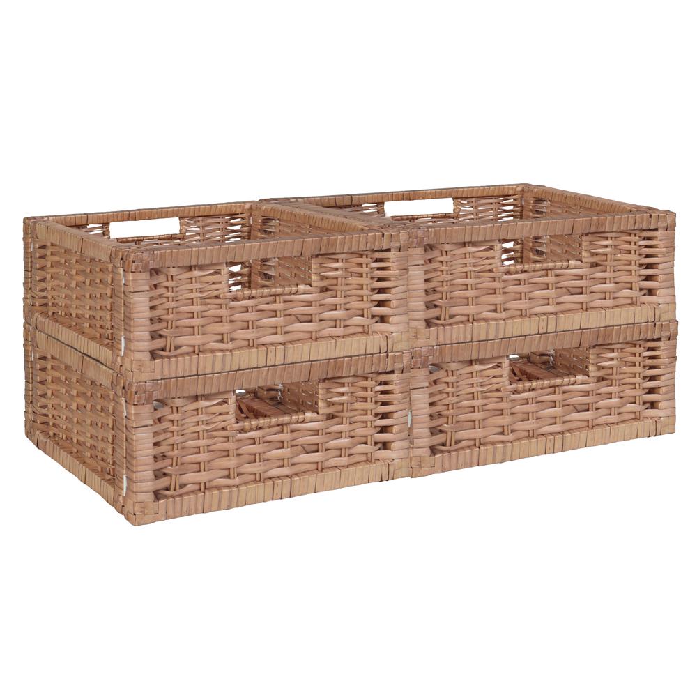 Niche Cubo Set of 4 Half-Size Foldable Wicker Storage Basket- Natural. Picture 1