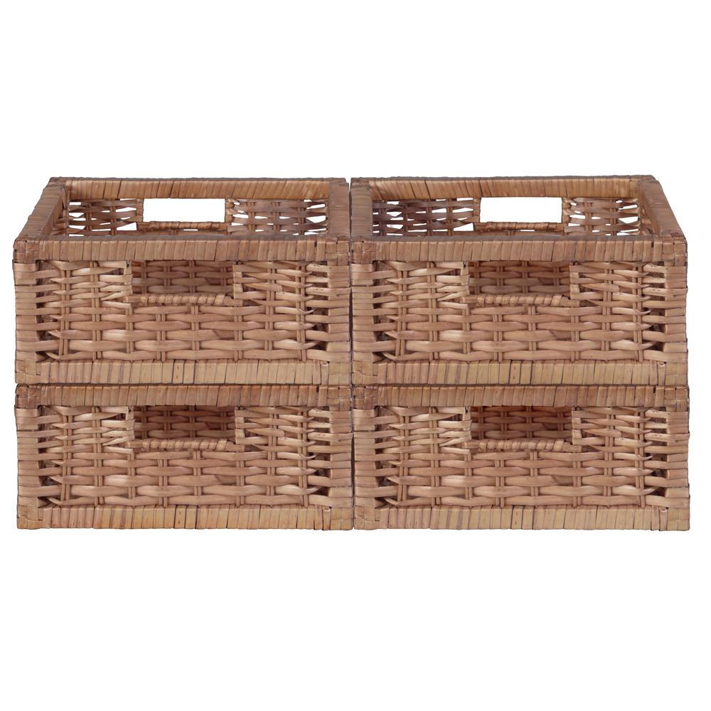 Niche Cubo Set of 4 Half-Size Foldable Wicker Storage Basket- Natural. Picture 4