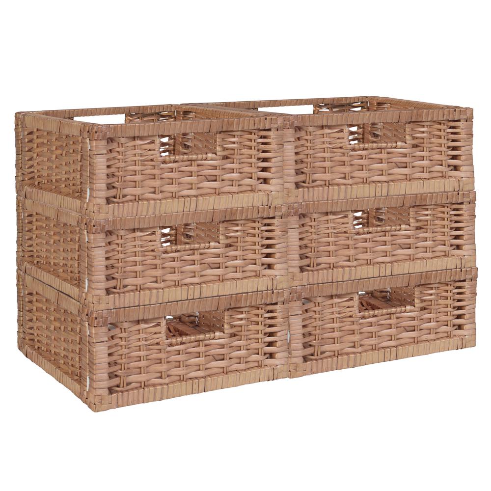Niche Cubo Set of 6 Half-Size Foldable Wicker Storage Basket- Natural. Picture 1