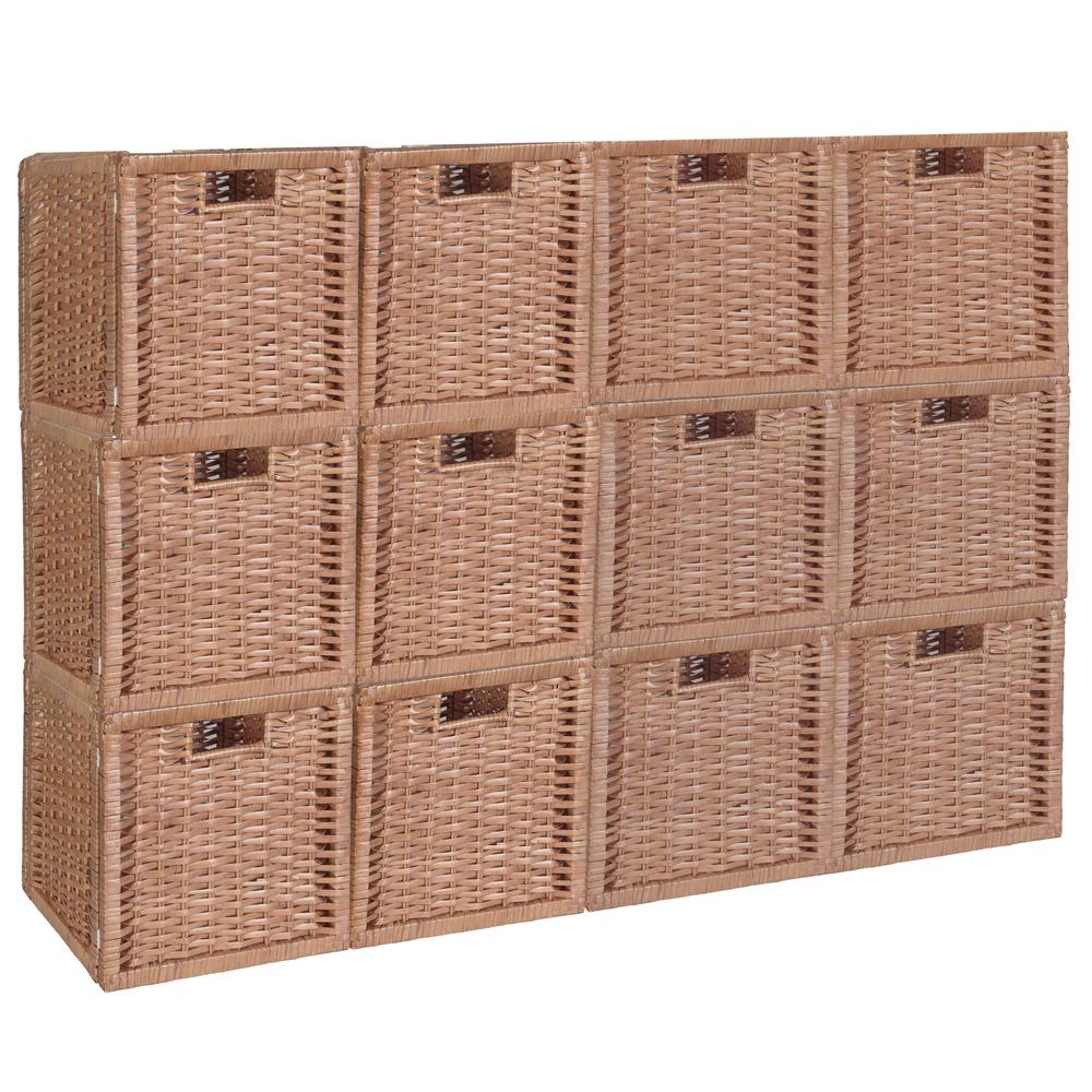 Niche Cubo Set of 12 Full-Size Foldable Wicker Storage Basket- Natural. Picture 1