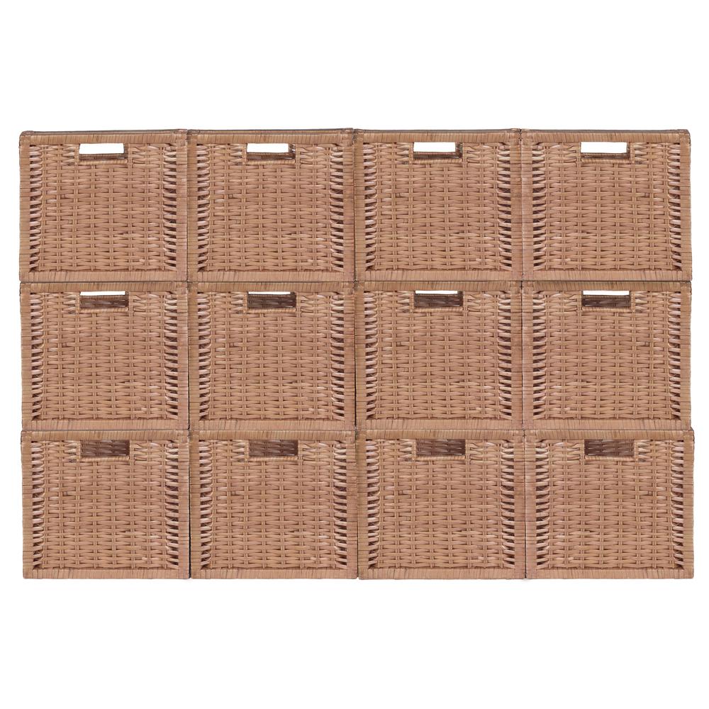 Niche Cubo Set of 12 Full-Size Foldable Wicker Storage Basket- Natural. Picture 4