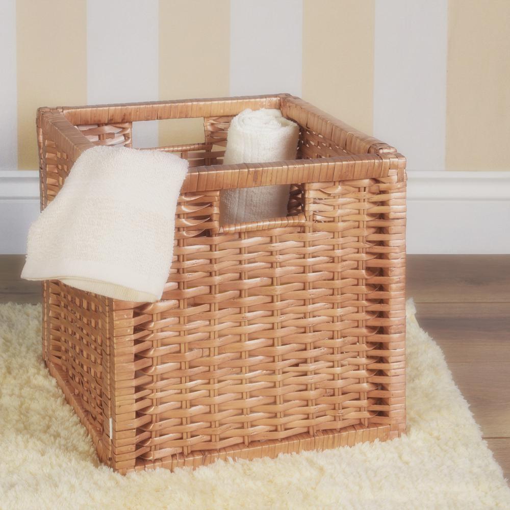 Niche Cubo Set of 12 Full-Size Foldable Wicker Storage Basket- Natural. Picture 8
