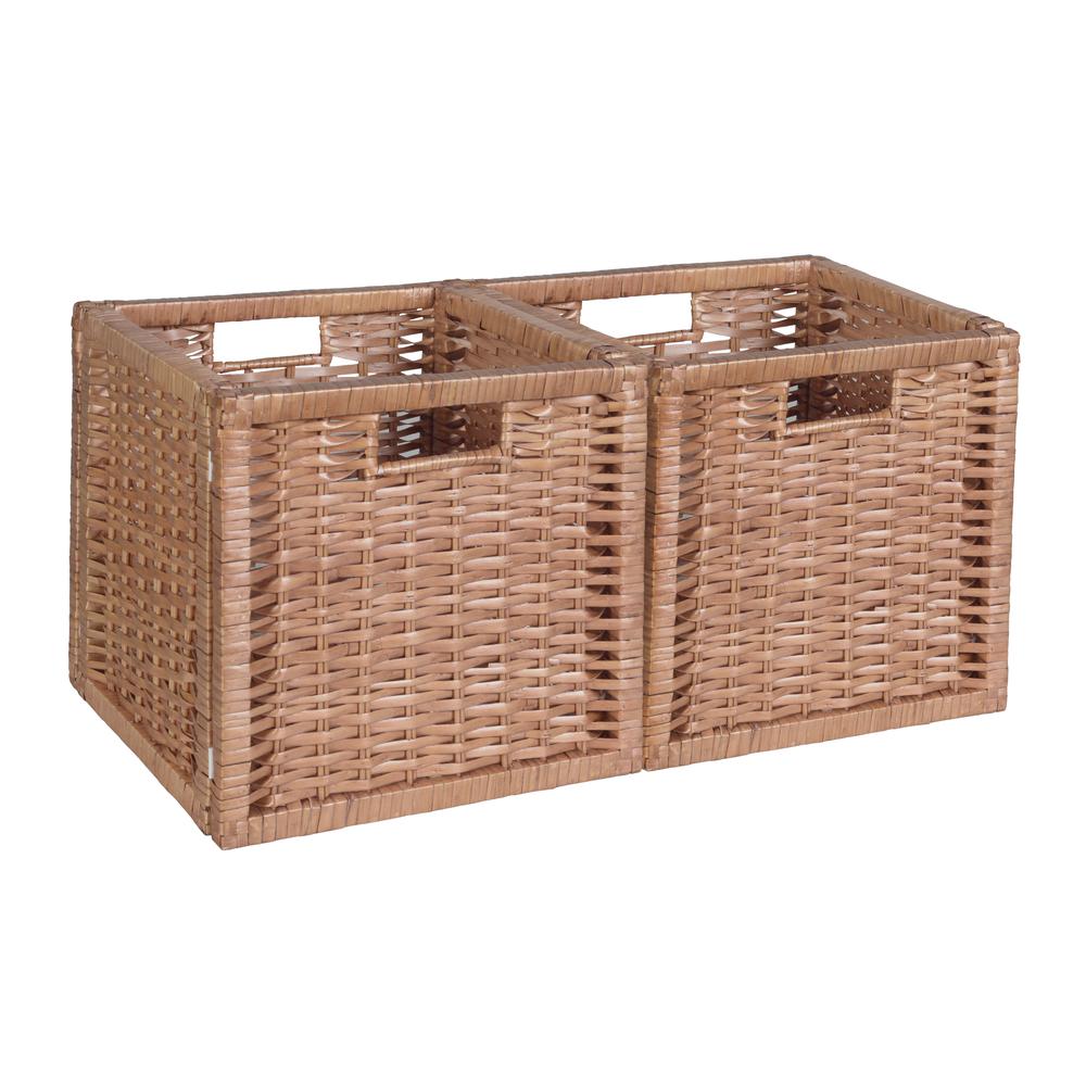 Niche Cubo Set of 2 Full-Size Foldable Wicker Storage Basket- Natural. Picture 1